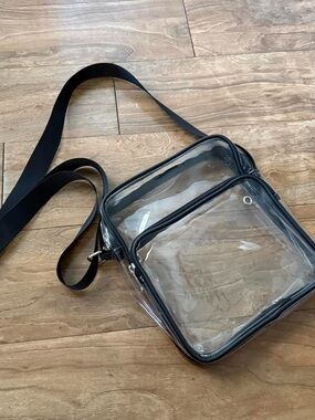 Clear Crossbody Bag with Black Trim and Adjustable Strap